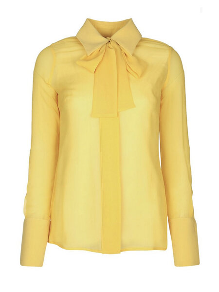 ELISABETTA FRANCHI Elisabetta Franchi Blouse met gouden details en logo sun / GEEL