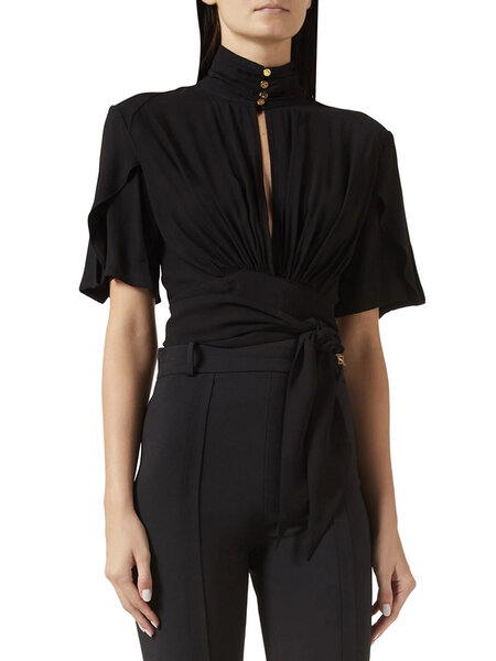 ELISABETTA FRANCHI Elisbetta Franchi Short blouse with stand-up collar Nero / BLACK