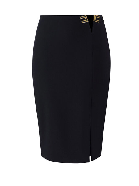 ELISABETTA FRANCHI Elisabetta Franchi Rok in stretch stof met logo detail Nero / ZWART