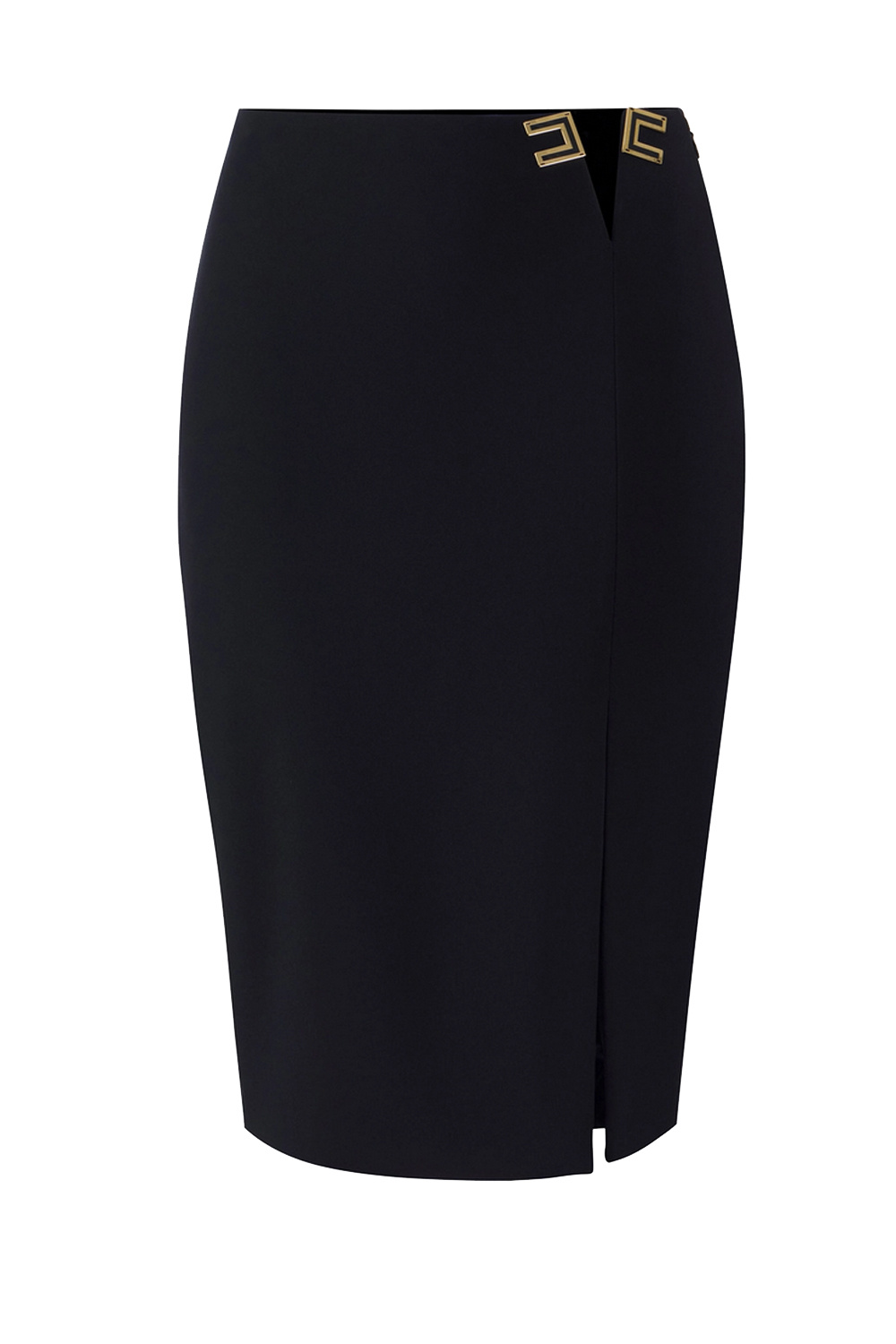 ELISABETTA FRANCHI Elisabetta Franchi Rok in stretch stof met logo detail Nero / ZWART