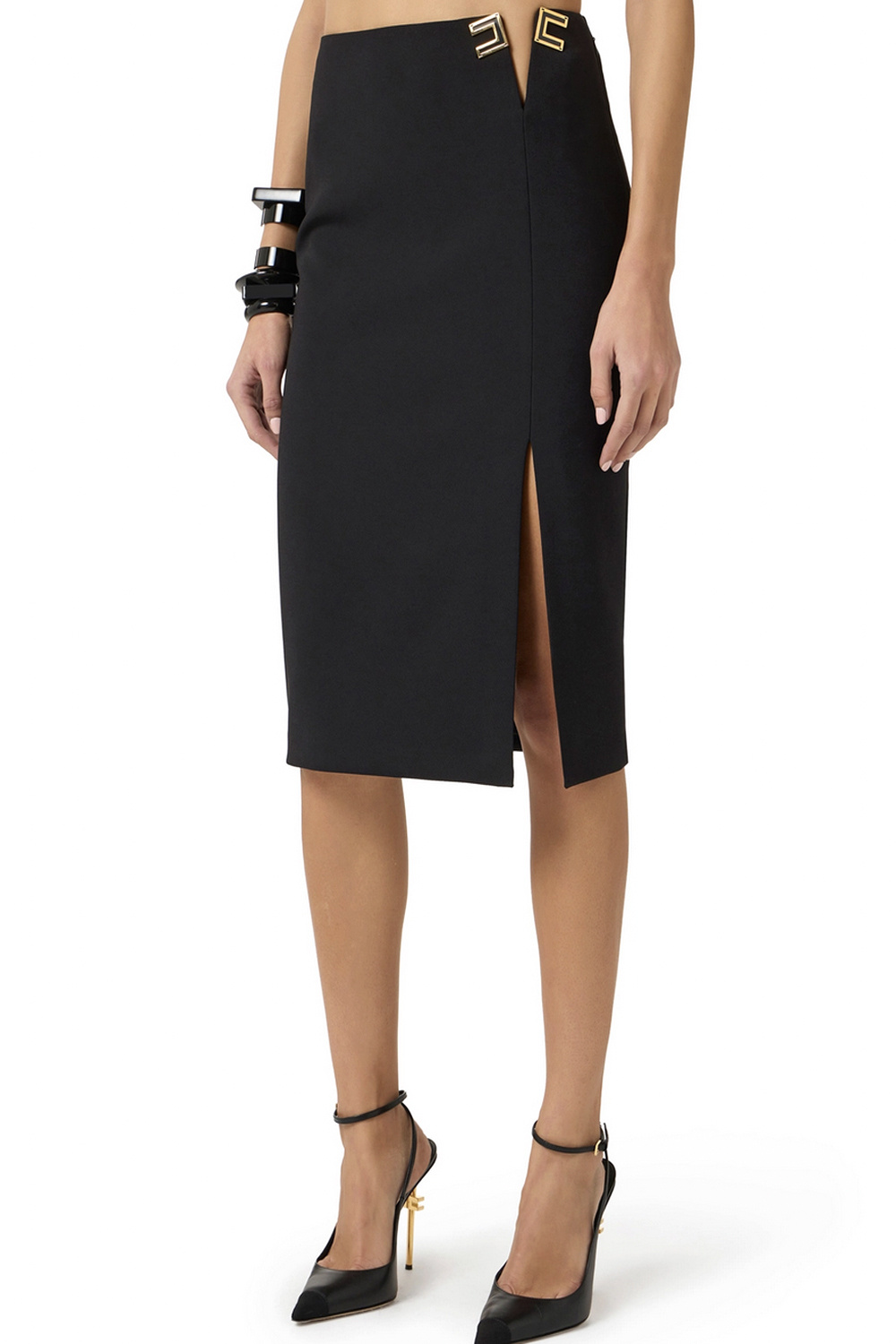 ELISABETTA FRANCHI Elisabetta Franchi Rok in stretch stof met logo detail Nero / ZWART