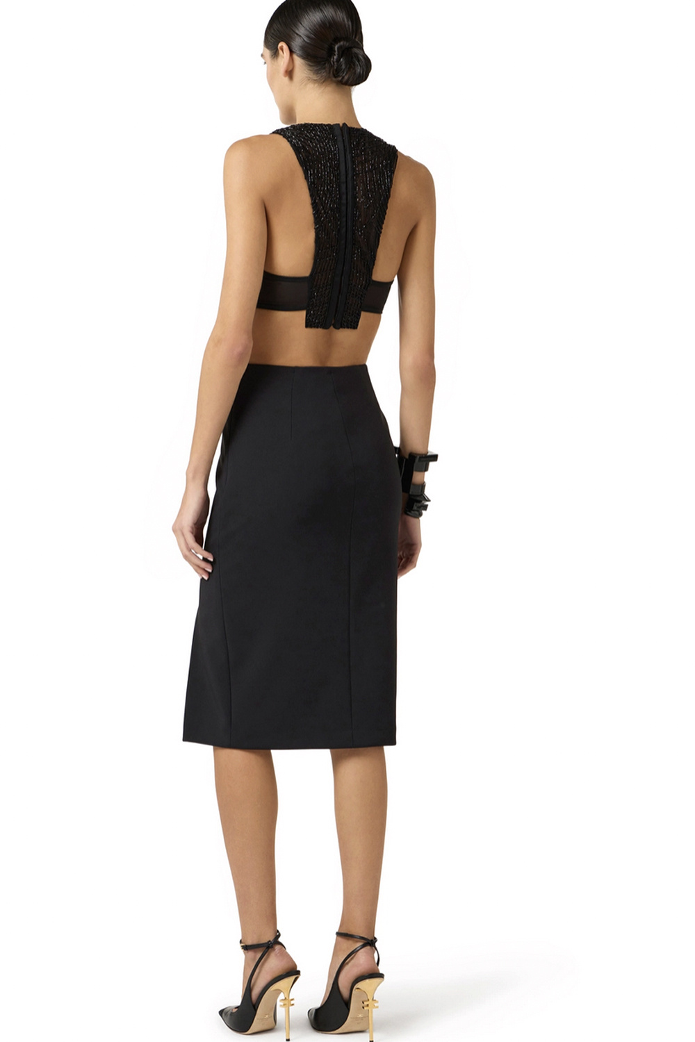 ELISABETTA FRANCHI Elisabetta Franchi Rok in stretch stof met logo detail Nero / ZWART