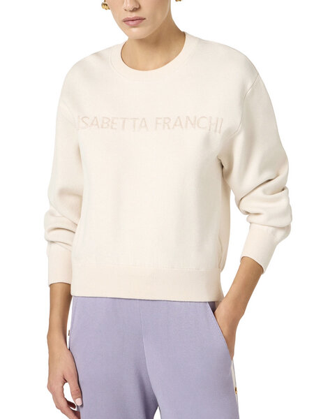 ELISABETTA FRANCHI Elisabetta Franchi Sweater met logo op voorzijde Burro / CREAM