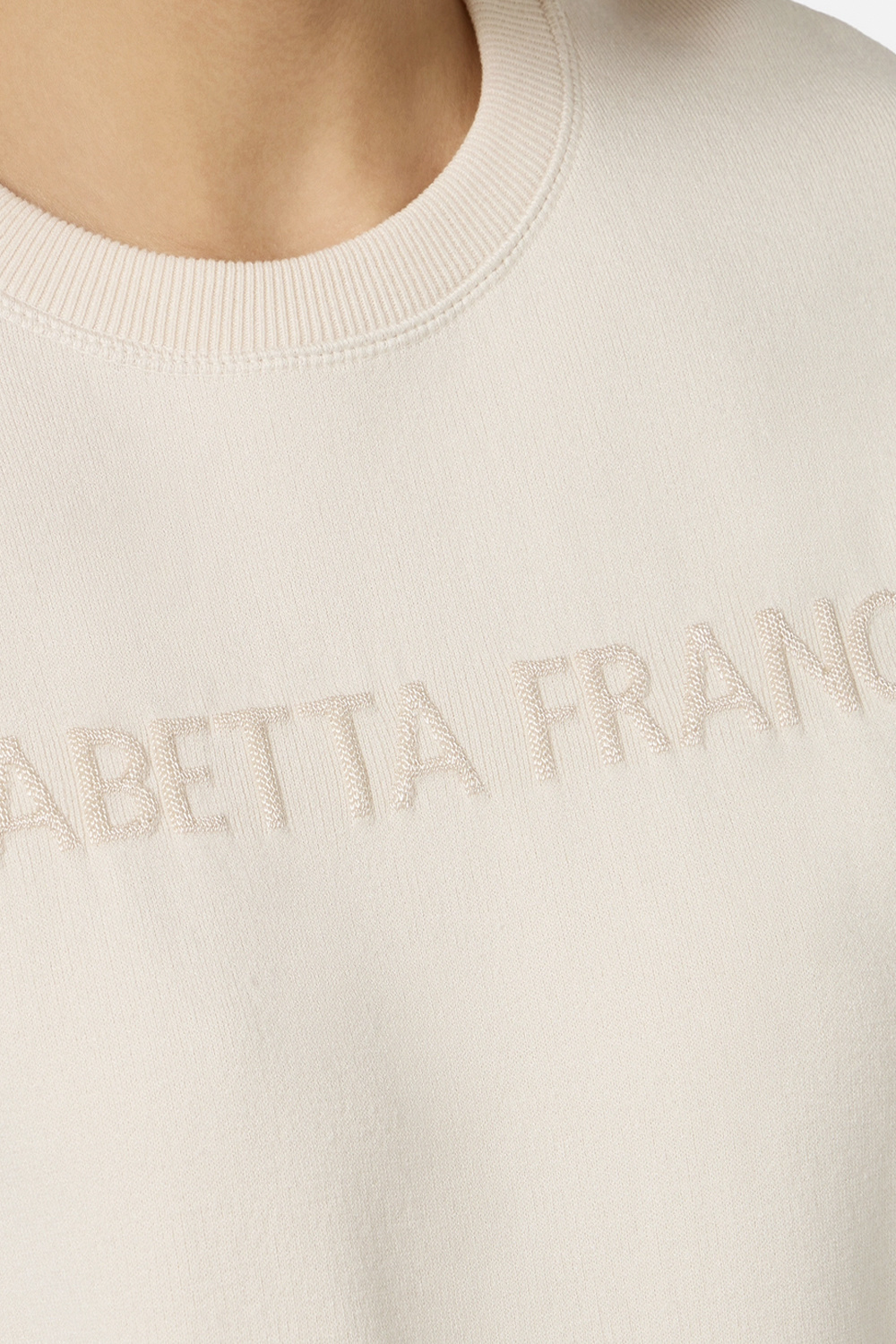 ELISABETTA FRANCHI ﻿Elisabetta Franchi Sweater met logo op voorzijde Burro / CREAM