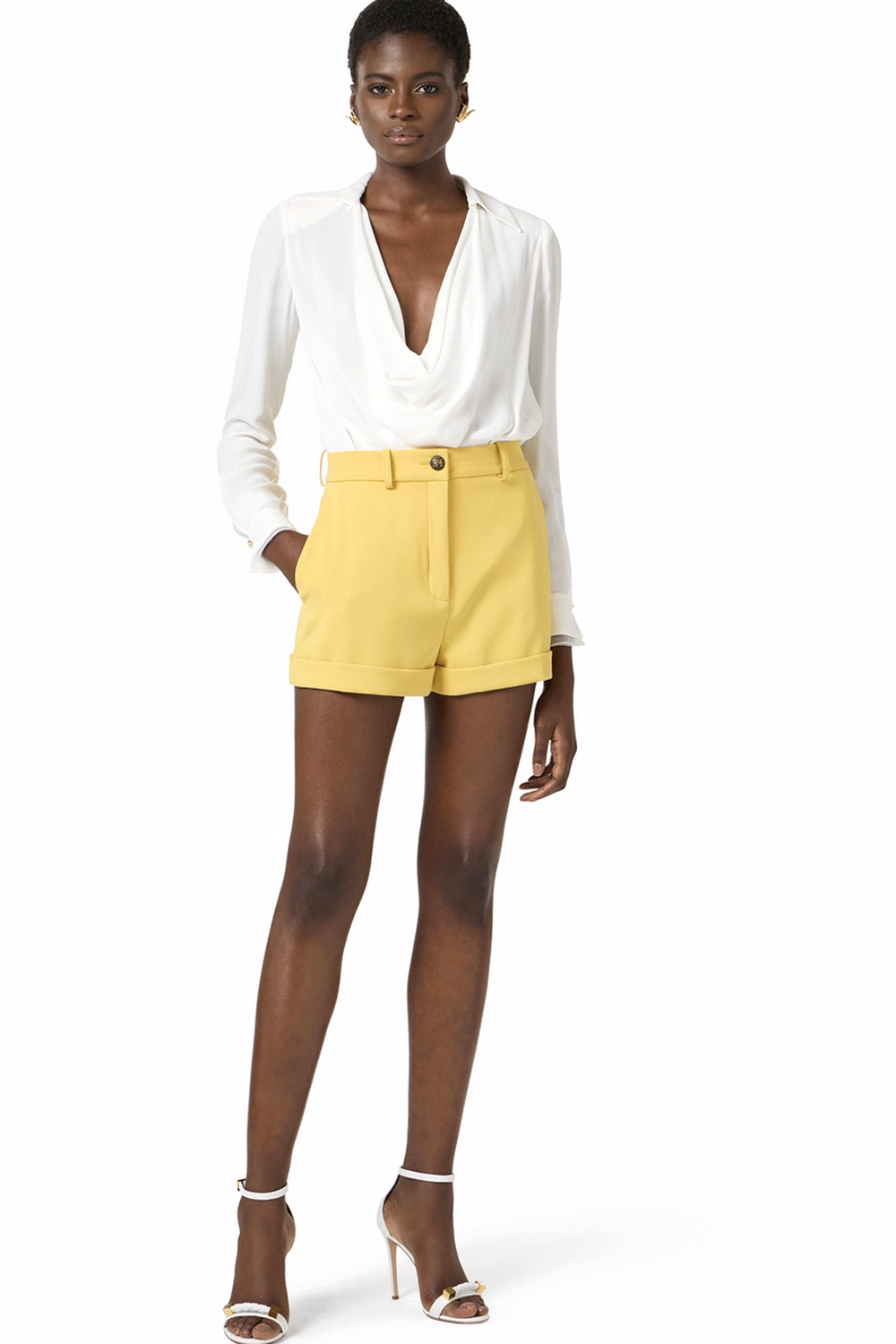ELISABETTA FRANCHI Elisabetta Franchi Short met detail Sun / GEEL