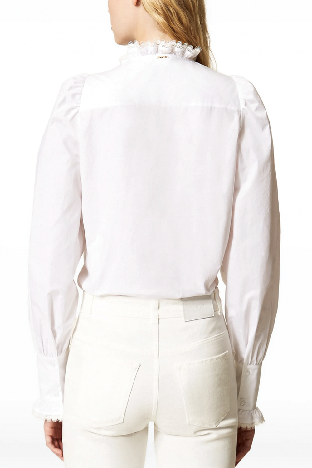 TWINSET Twinset blouse met kanten kraag WIT