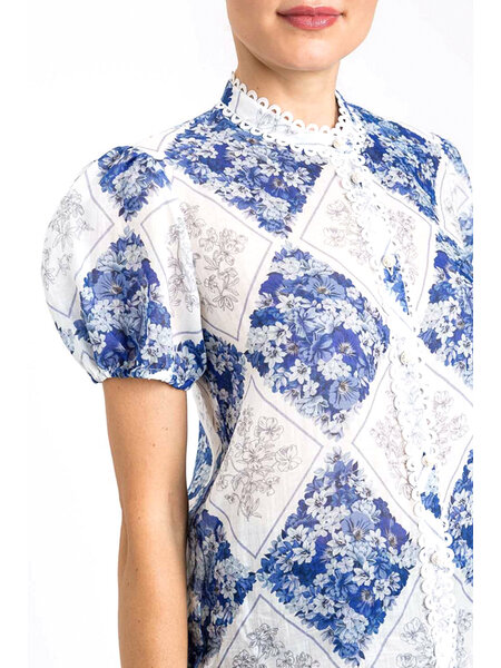 TWINSET Twinset blouse with checkered print, WHITE / BLUE