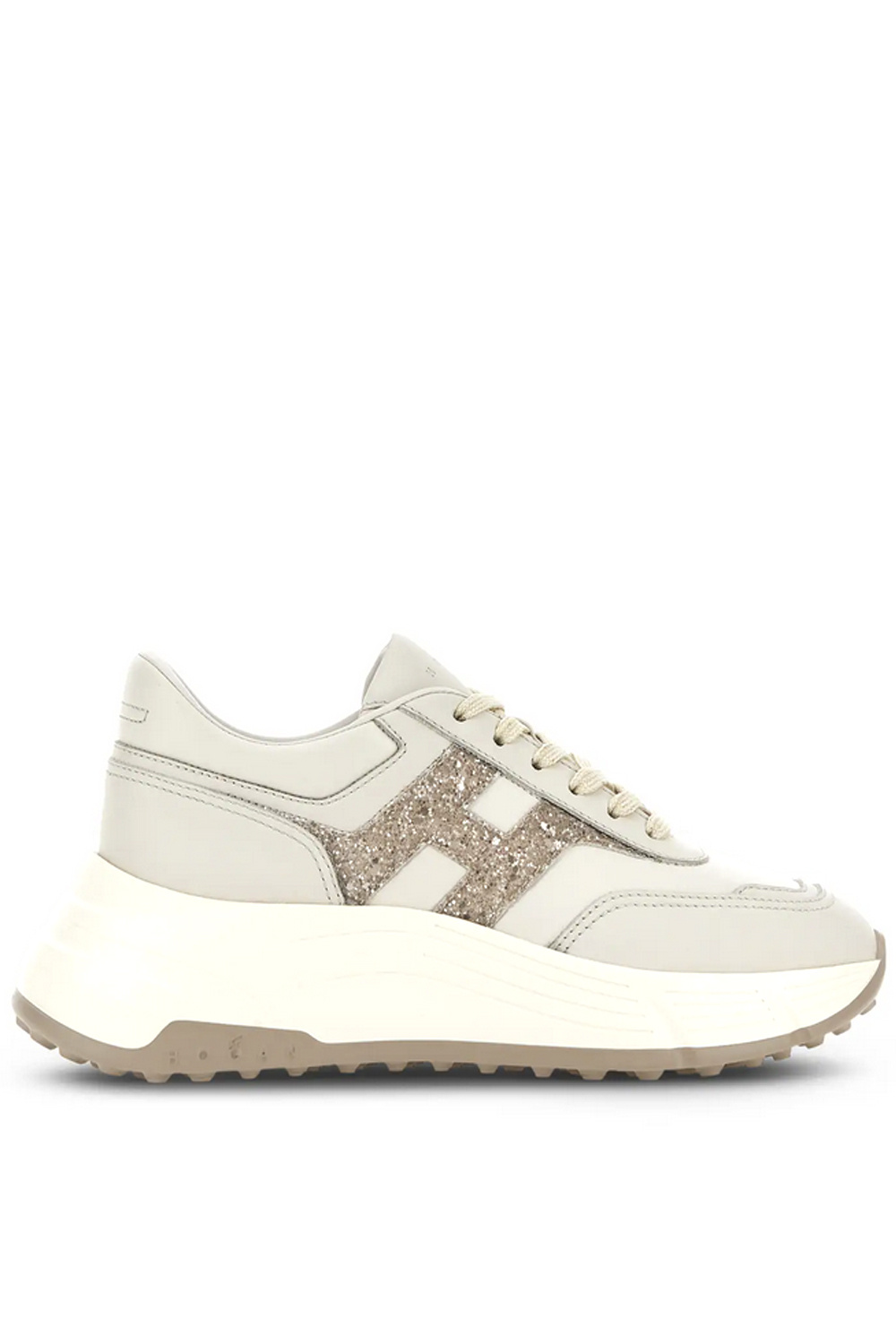 HOGAN Hogan Hi-Fi trainers with glitter logo patch BEIGE