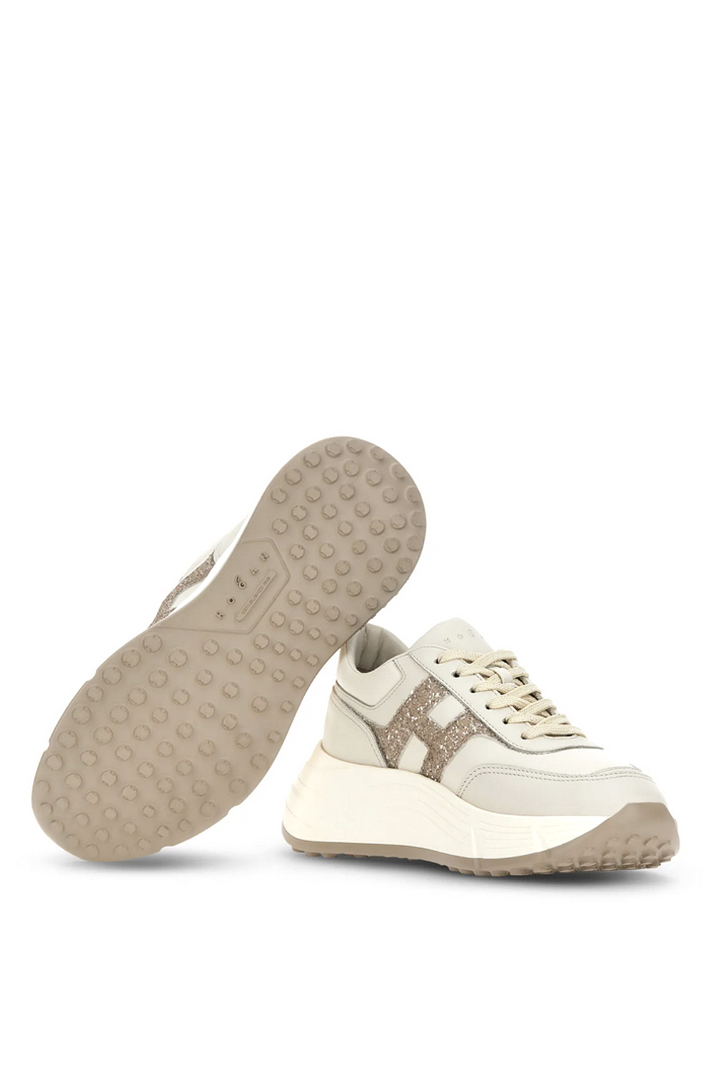 HOGAN Hogan Hi-Fi trainers with glitter logo patch BEIGE