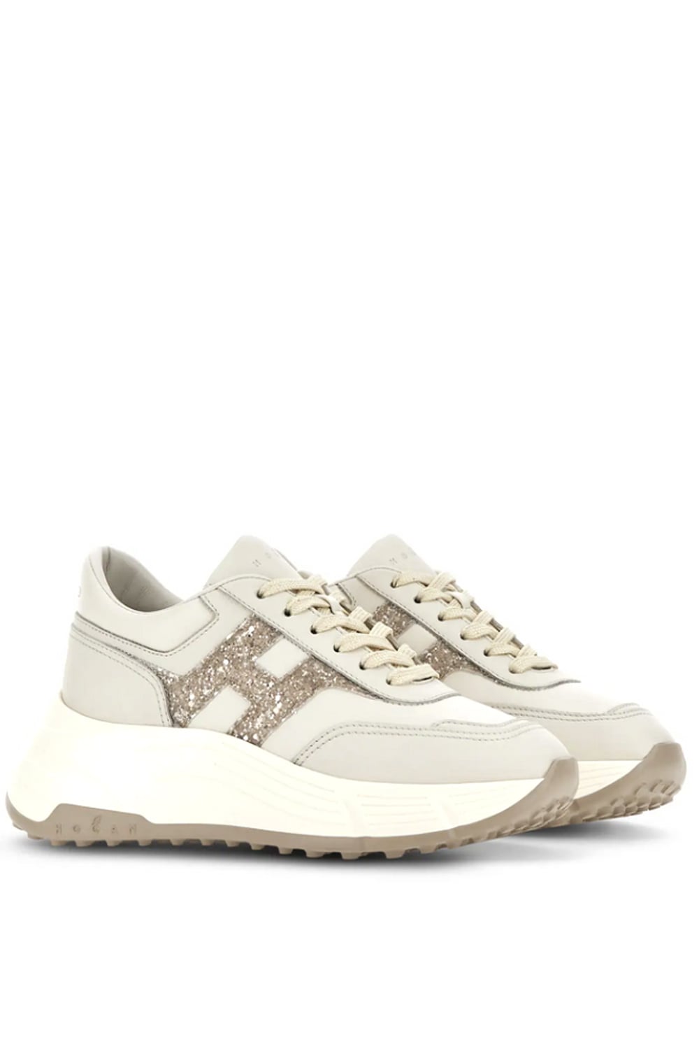 HOGAN Hogan Hi-Fi trainers with glitter logo patch BEIGE