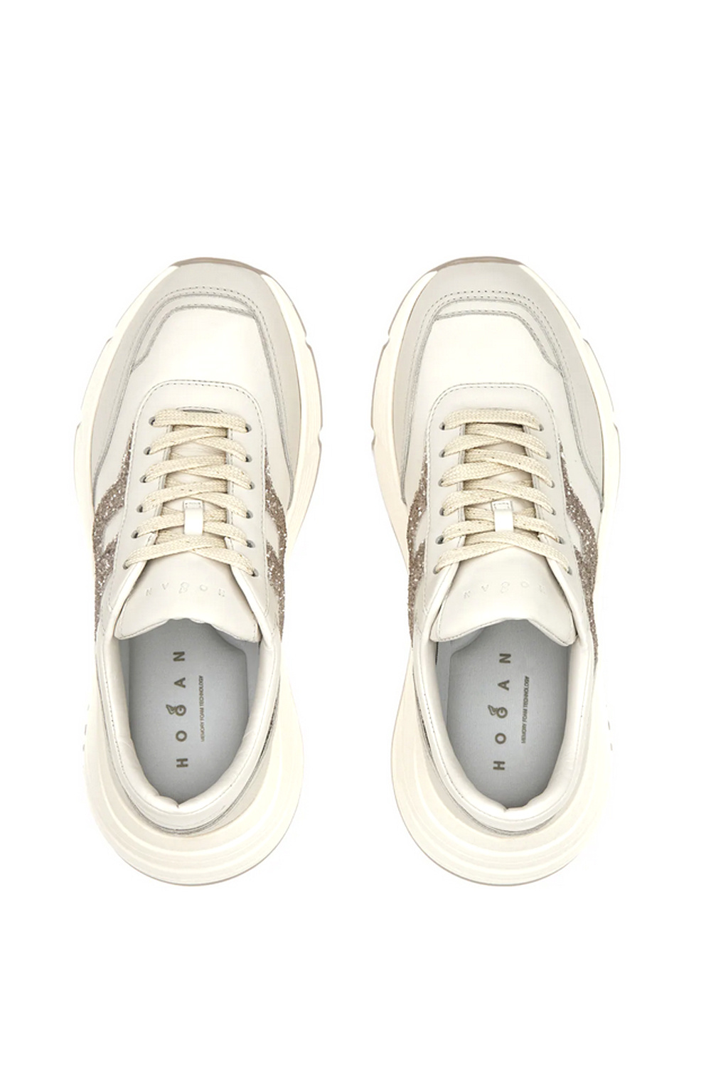 HOGAN Hogan Hi-Fi trainers with glitter logo patch BEIGE