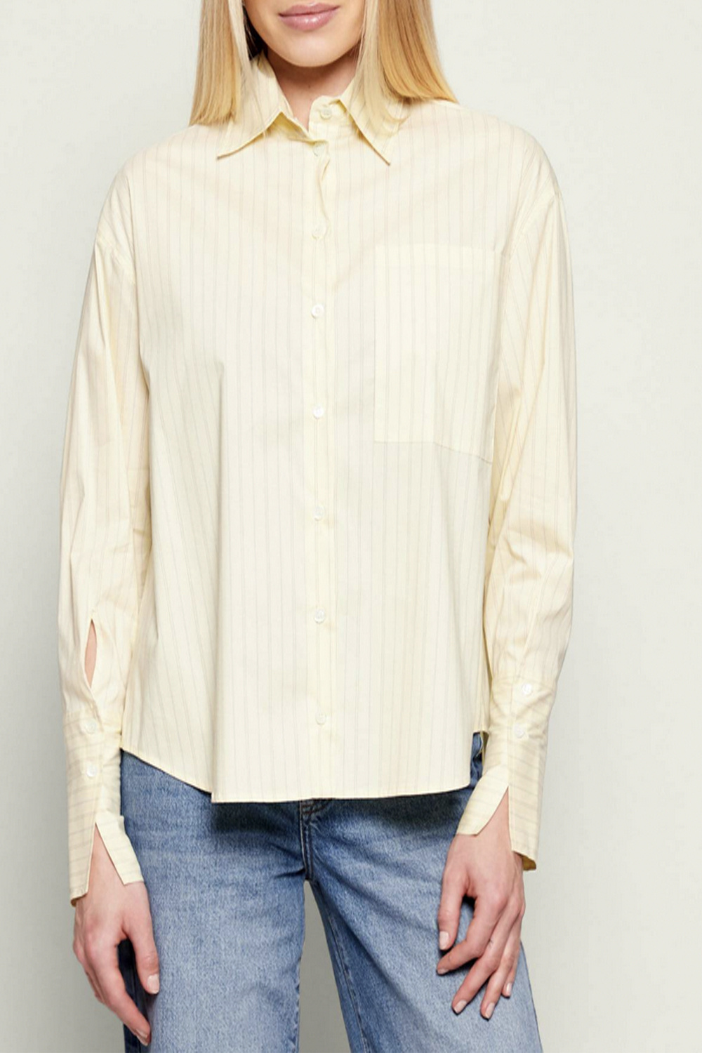 PATRIZIA PEPE Patrizia Pepe gestreepte blouse met wit streep / zacht GEEL