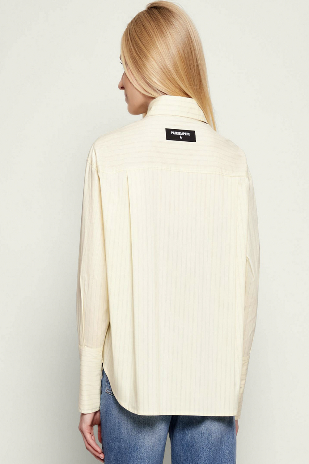 PATRIZIA PEPE Patrizia Pepe gestreepte blouse met wit streep / zacht GEEL