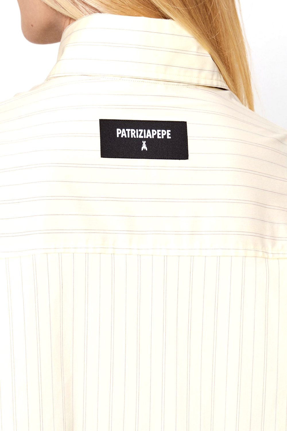 PATRIZIA PEPE Patrizia Pepe gestreepte blouse met wit streep / zacht GEEL