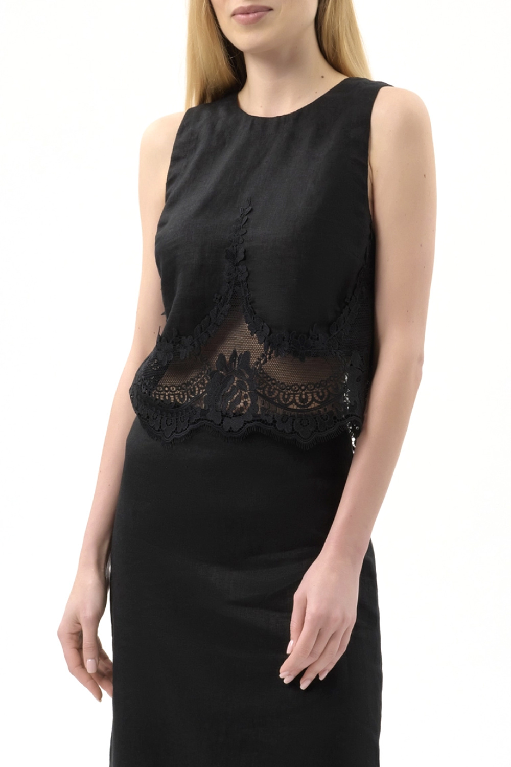 TWINSET Lace twin-set top – BLACK