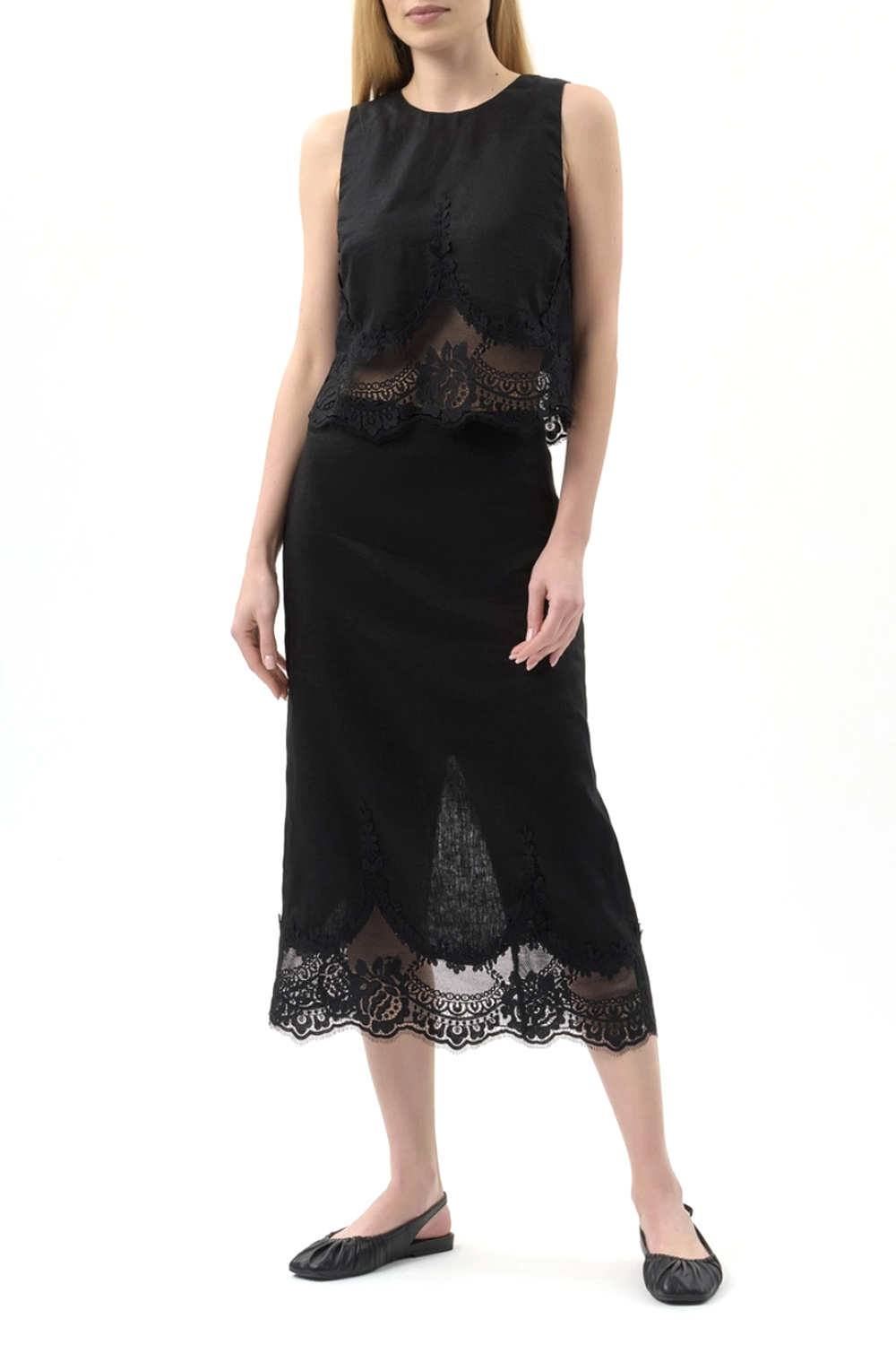 TWINSET Lace twin-set top – BLACK