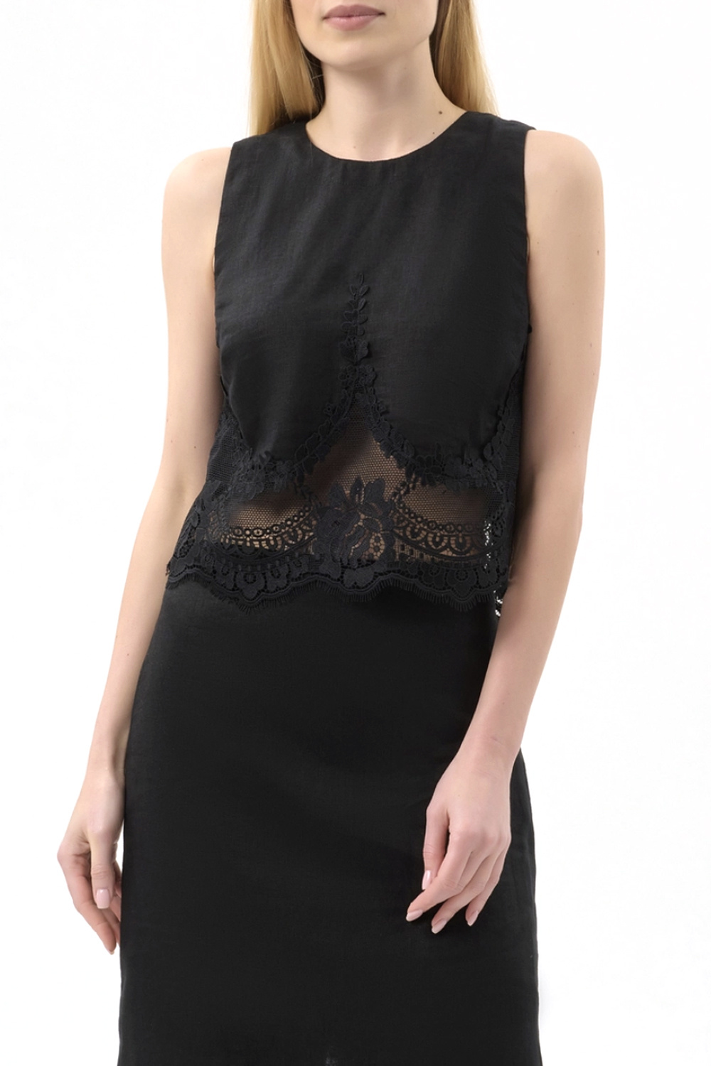 TWINSET Lace twin-set top – BLACK