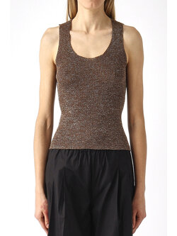 TWINSET Glitter tank top twin set – BROWN