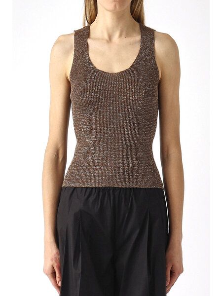 TWINSET Glitter tank top twin set – BROWN