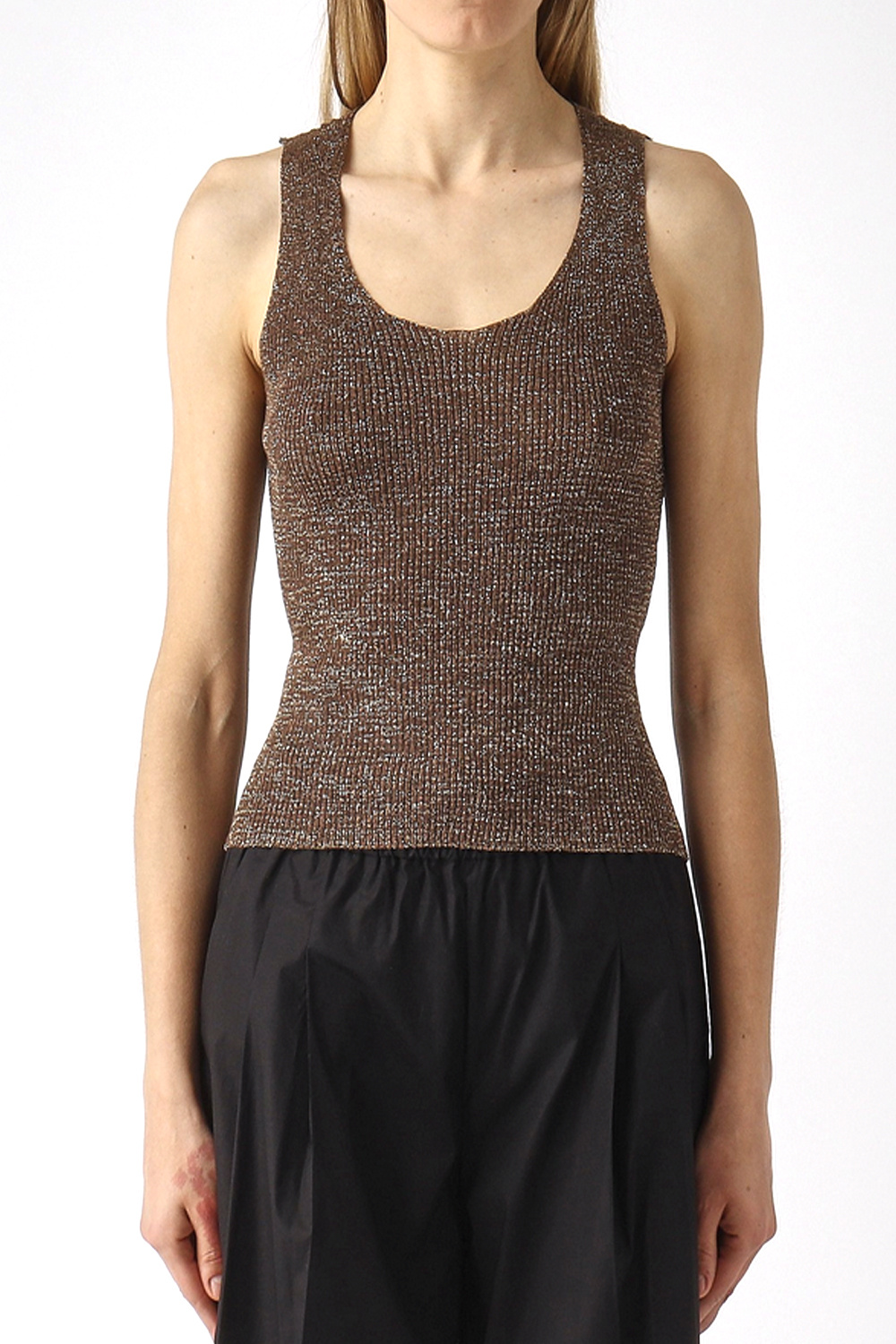 TWINSET Glitter tank top twin set – BROWN