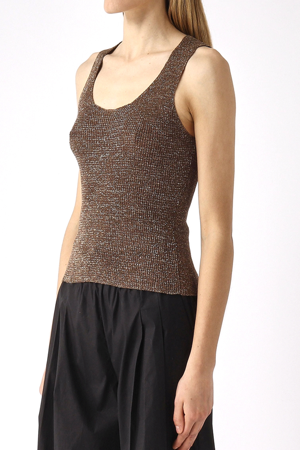 TWINSET Glitter tank top twin set – BROWN