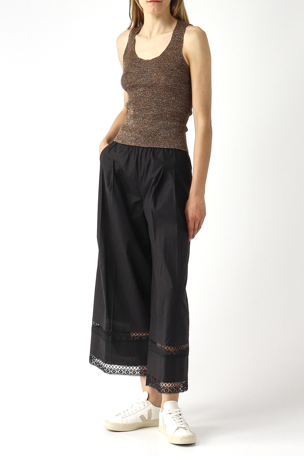TWINSET Glitter tank top twin set – BROWN