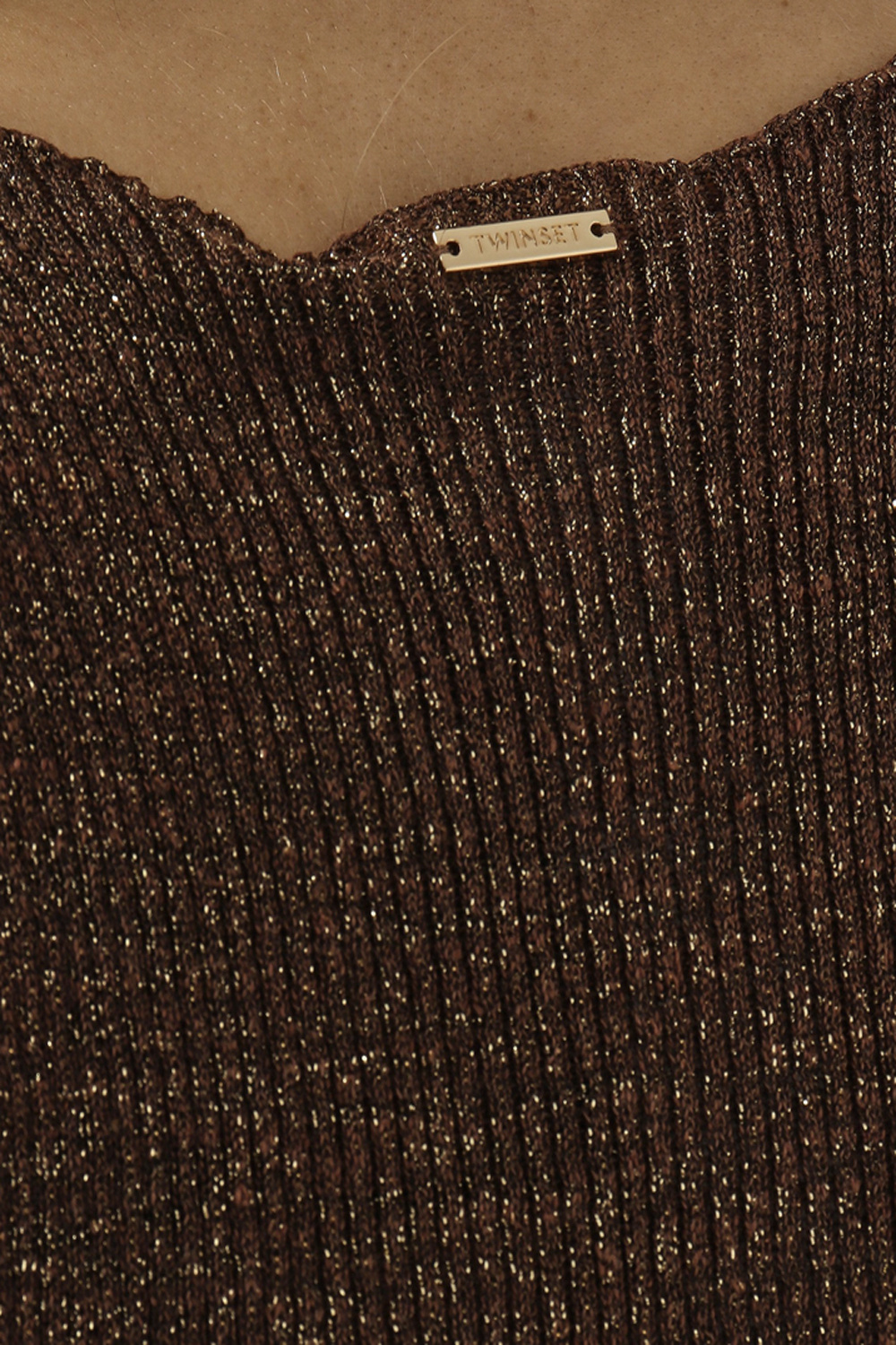 TWINSET Glitter tank top twin set – BROWN