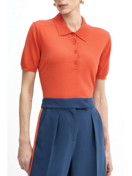 PATRIZIA PEPE Patrizia pepe Polo t-shirt met knopen bij hals deep orange / ORANJE