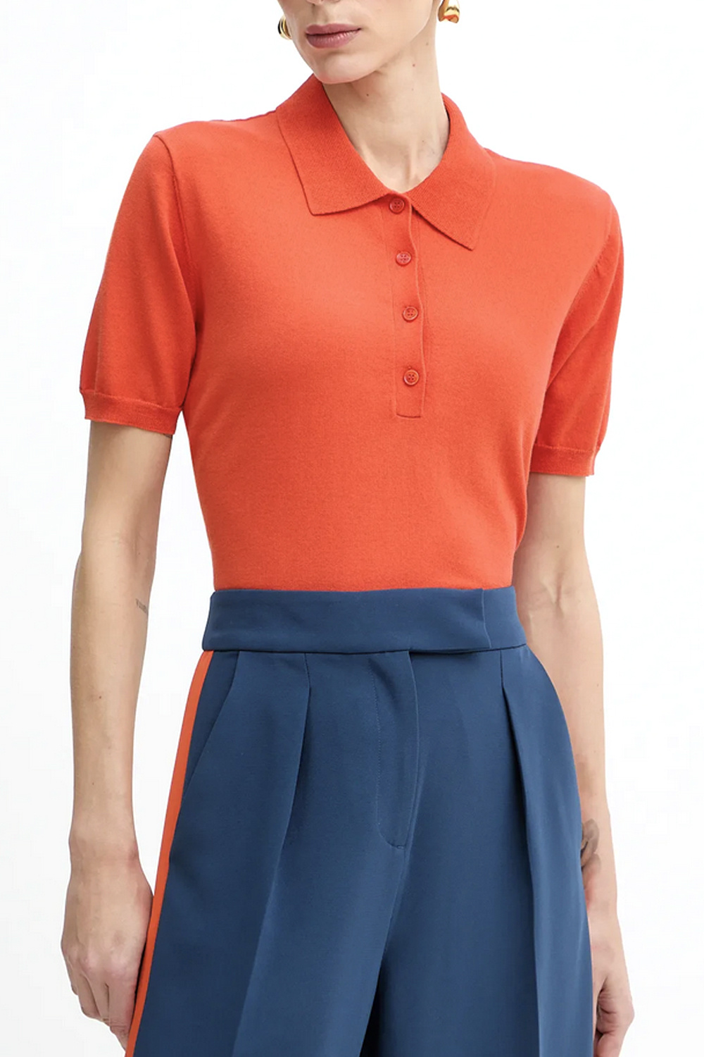 PATRIZIA PEPE Patrizia pepe Polo t-shirt met knopen bij hals deep orange / ORANJE