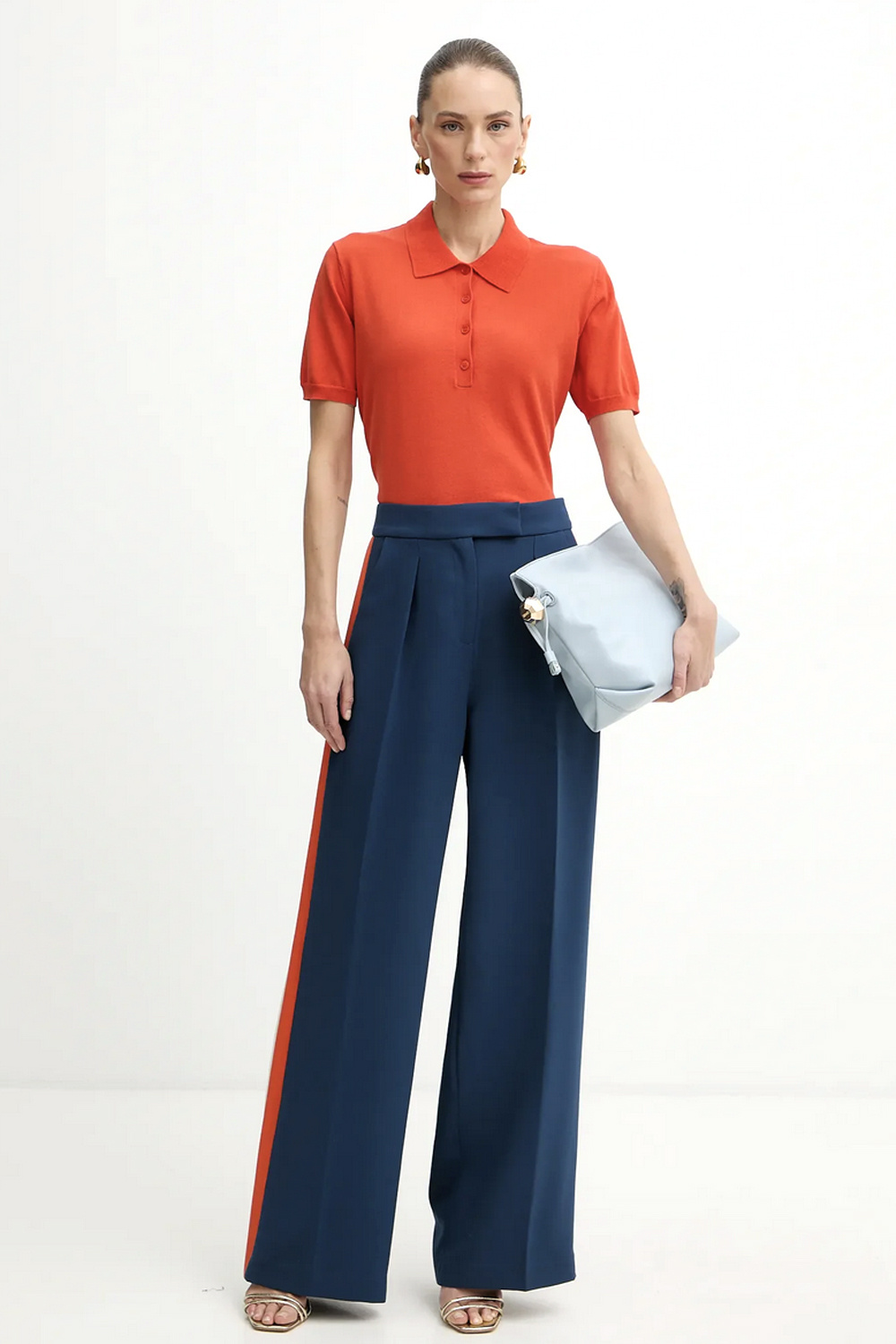 PATRIZIA PEPE Patrizia pepe Polo t-shirt met knopen bij hals deep orange / ORANJE