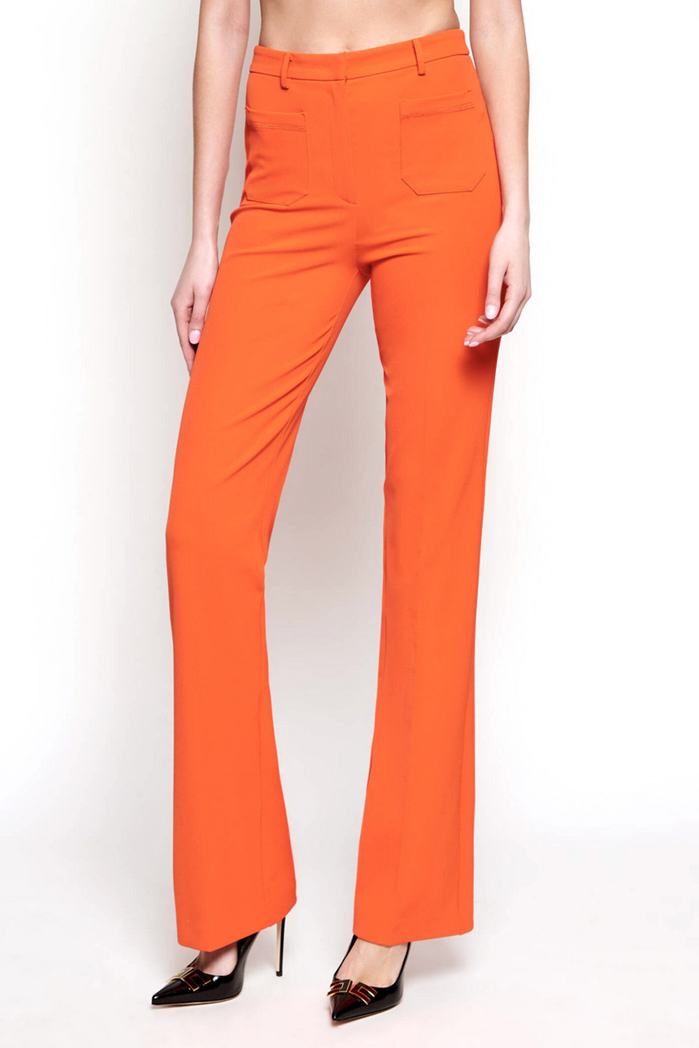 PATRIZIA PEPE Patrizia pepe Flared pantalon met zakken op voorzijde deep orange / ORANJE