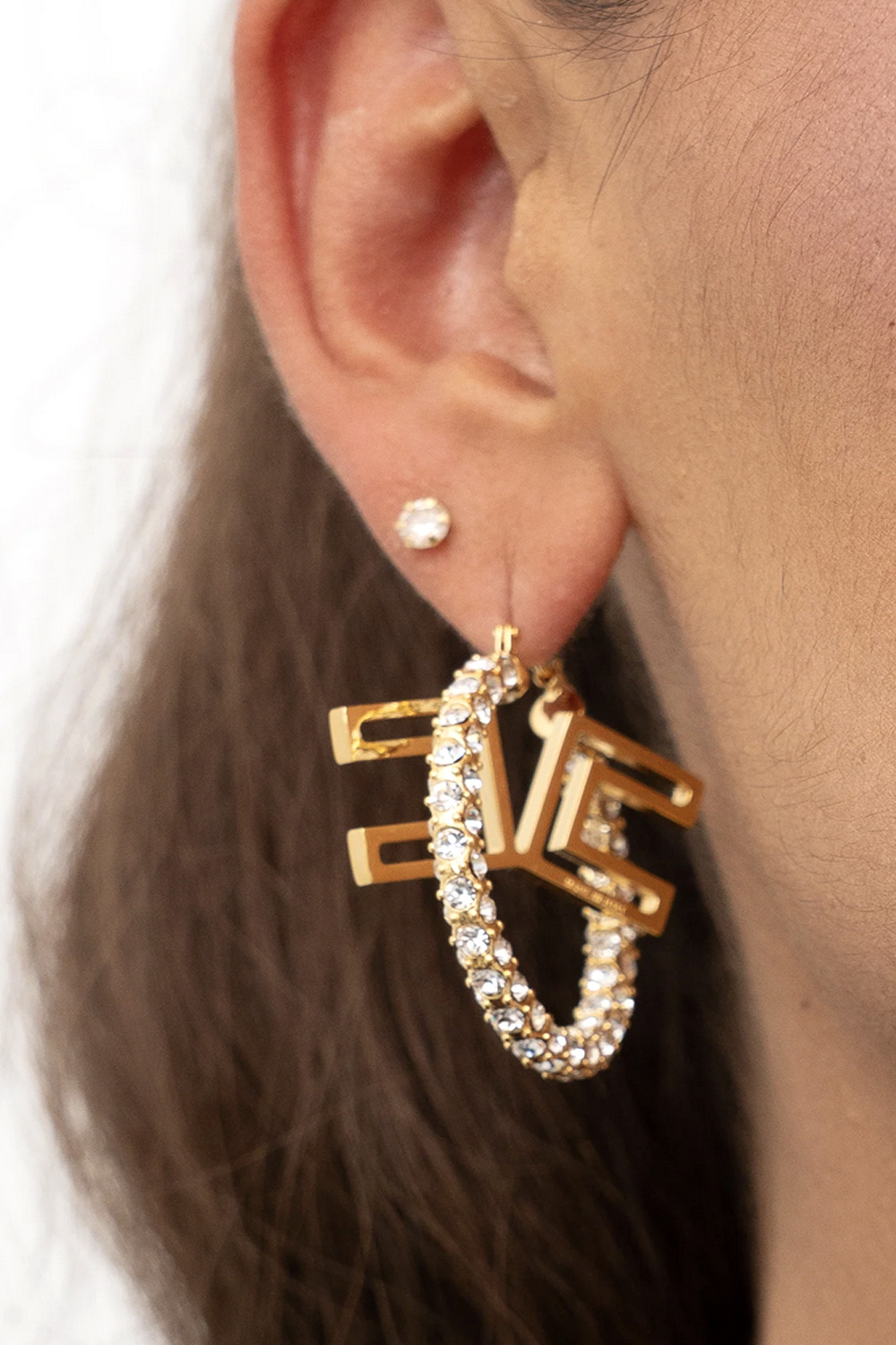 ELISABETTA FRANCHI Elisabetta Franchi ring oorbellen strass  en logo GOUD