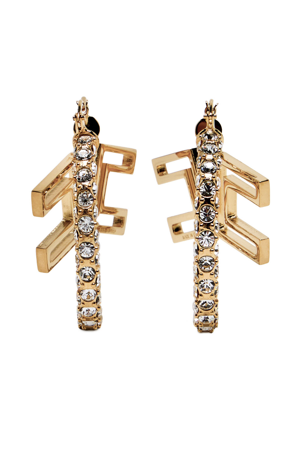 ELISABETTA FRANCHI Elisabetta Franchi ring oorbellen strass  en logo GOUD