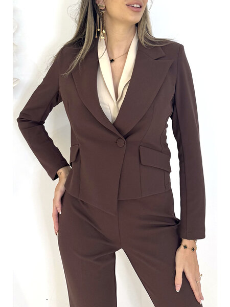 RINASCIMENTO Rinascimento Asymmetrische korte blazer jas BRUIN
