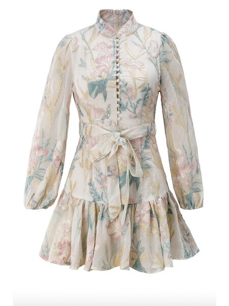 Dreamcatcher Dream Catcher knotted dress with floral detail FLORAL PRINT / BEIGE