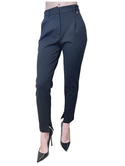 TWINSET Twinset Pantalon rechte pijp zwart met logo in taille ZWART