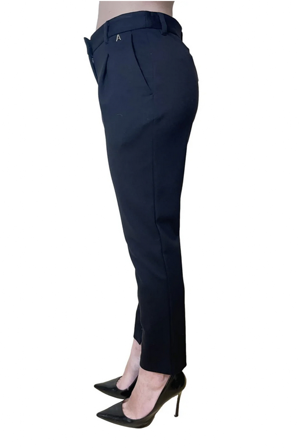TWINSET Twinset Pantalon rechte pijp zwart met logo in taille ZWART