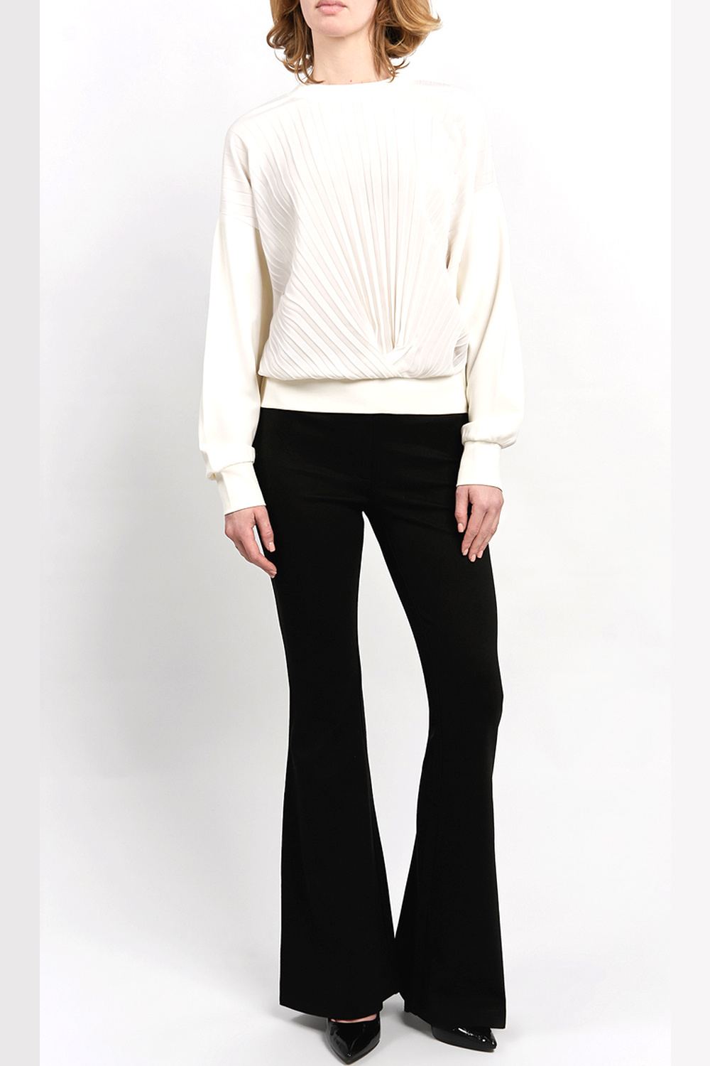 TWINSET Twinset Uitlopende pantalon met logo in taille ZWART