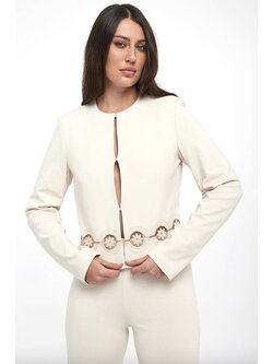 TWINSET Twinset Long-sleeved jacket with floral detail BEIGE
