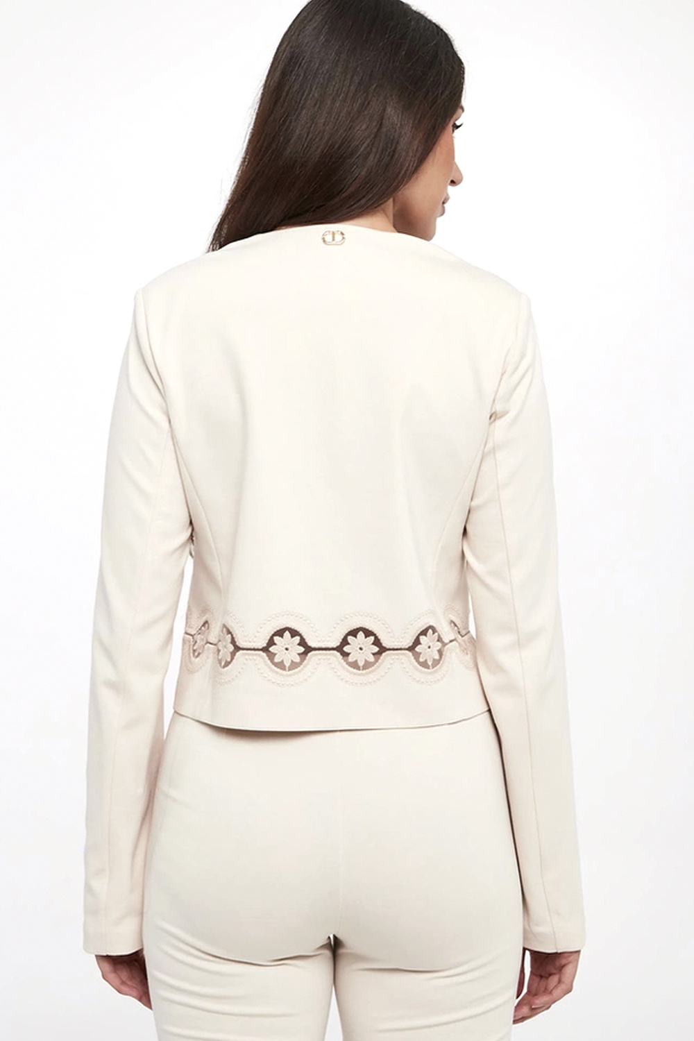 TWINSET Twinset Long-sleeved jacket with floral detail BEIGE