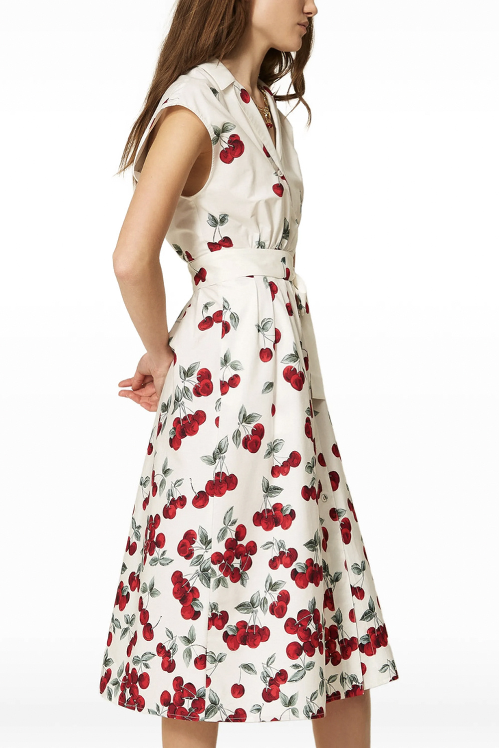 TWINSET Twinset jurk met kersen print WIT