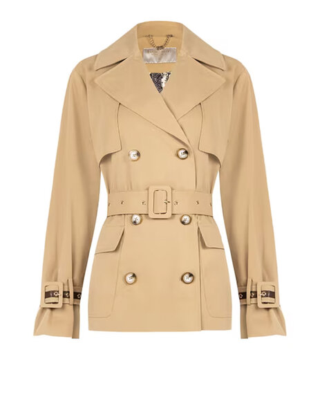 RINASCIMENTO Rinascimento short trench coat with waist BEIGE