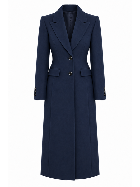 DRESSCODE SELECTION Dresscode Selection: elegant long coat / jacket in navy BLUE