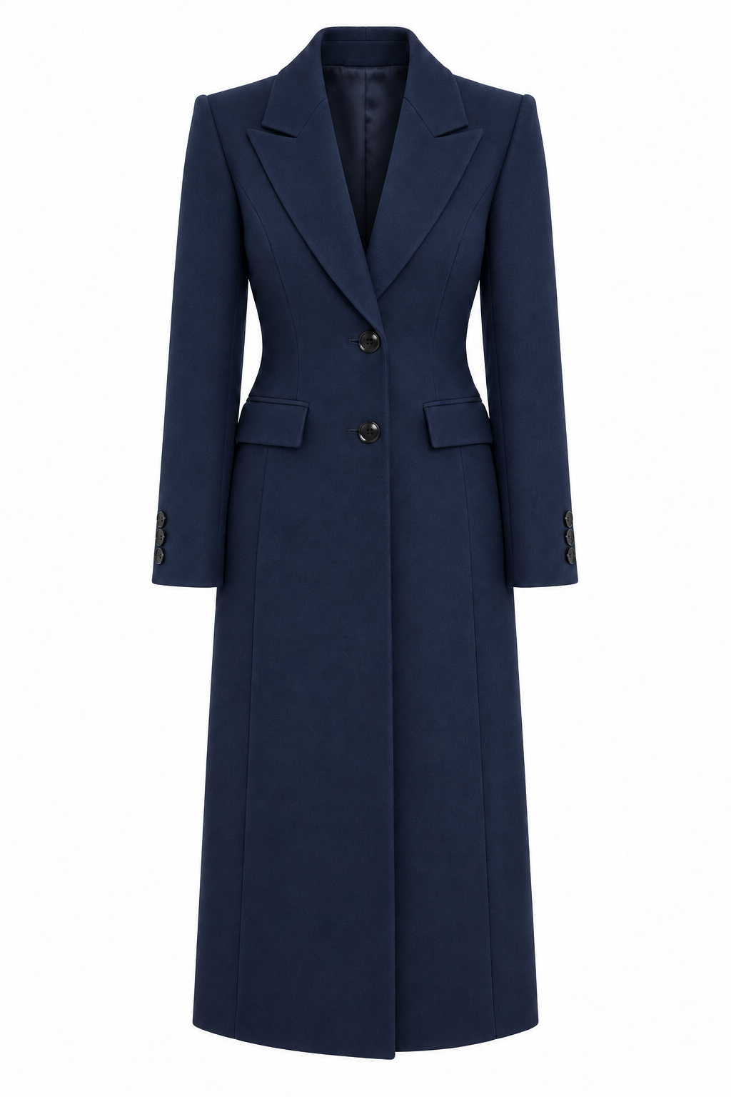 DRESSCODE SELECTION Dresscode Selection elegante lange mantel / jas navy BLAUW