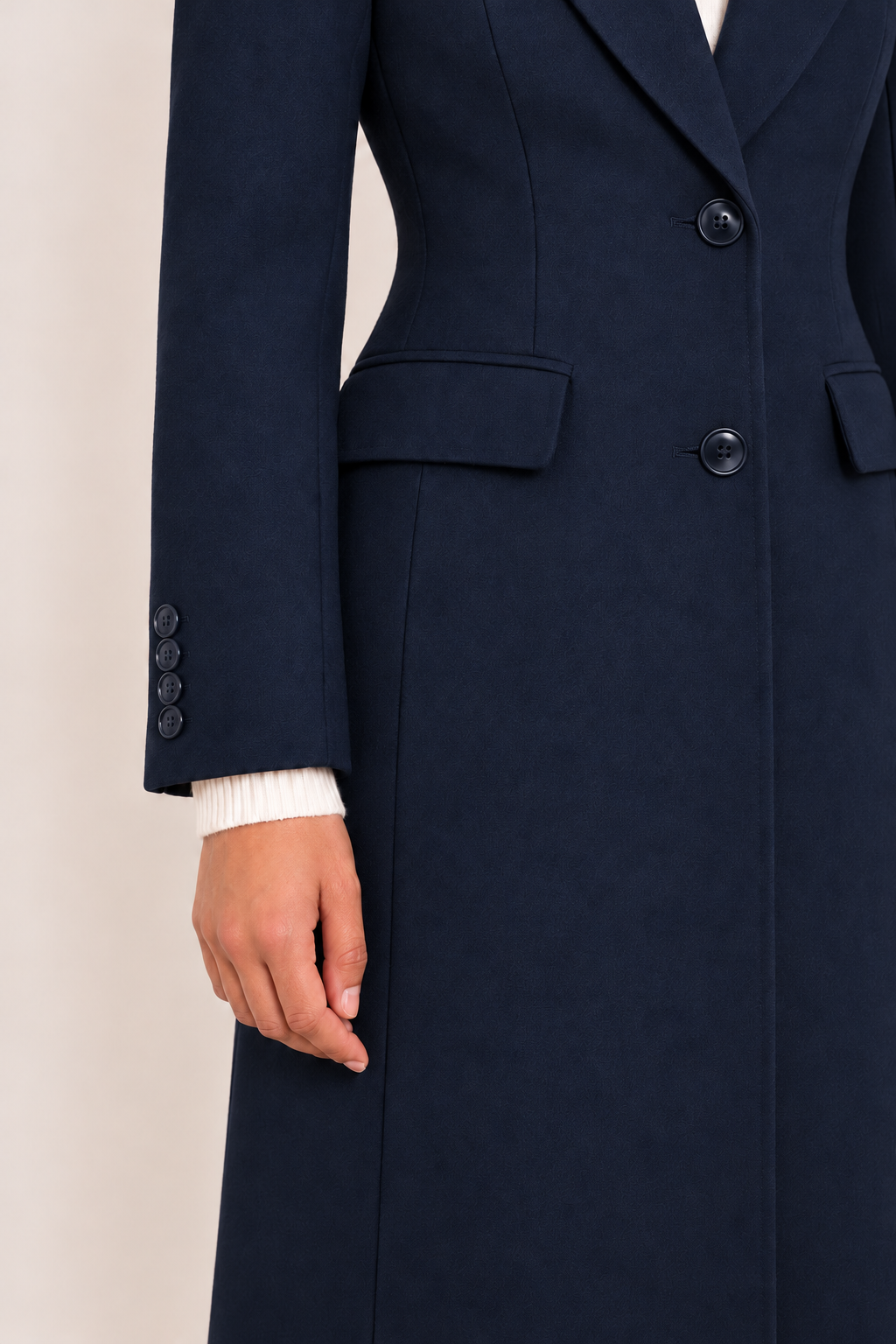 DRESSCODE SELECTION Dresscode Selection elegante lange mantel / jas navy BLAUW