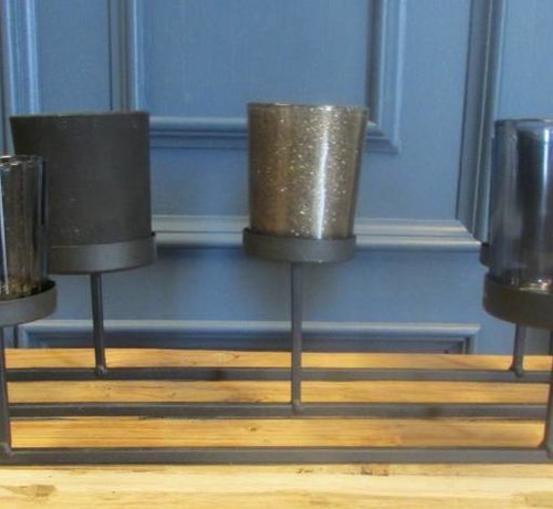 Zisensa, private collection Unieke woonaccessoires Metalen Theelichthouder met 7 glazen