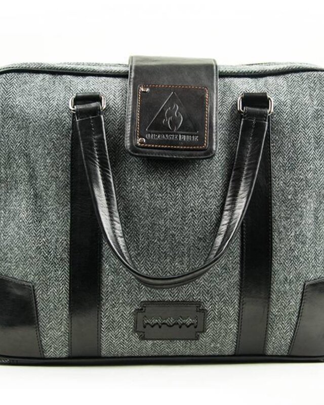 Thomas - Tweed Laptop Bag - Grey/Black