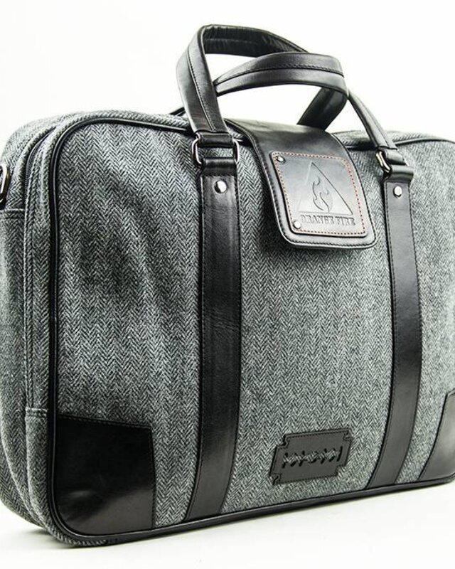 Thomas - Tweed Laptop Bag - Grey/Black