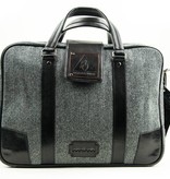 Thomas - Tweed Laptop Bag - Grey/Black