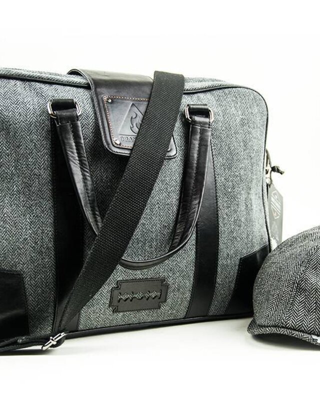 Thomas - Tweed Laptop Bag - Grey/Black